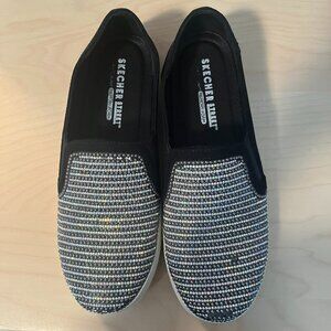 Skechers Black Rhinestone Canvas Embellished Slip-On Fashion Sneakers Size 7.5